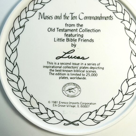 Enesco Lucas Collectible Plate 1981 Moses and the Ten Commandments 7 1/4" - Picture 5 of 6